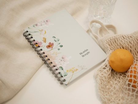 Kochbuch personalisiert Hardcover | oder transparentes Schutzdeckblatt | Pastell Blumen | Floral Rosa | 30 oder 50 Rezepte | Rezeptbuch