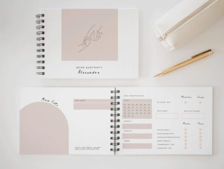 Babyparty Freundebuch | Hardcover Ringbuch | Individuelle Seitenzahl | zum Ausfüllen oder Blanko | Babyshower | Ratespiel | Mommy to be