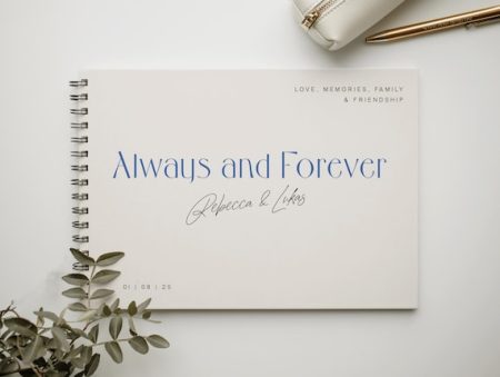 Personalisiertes Gästebuch Hochzeit, Polaroid Fotoalbum, Hardcover Ringbuch, Blau Minimalistisch Modern, Beige, Fotoalbum, Erinnerungsbuch