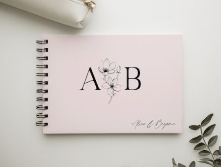 Gästebuch, Hochzeitsgästebuch, Hochzeit, personalisiert, individualisierbar, Hardcover Ringbuch, Spiralbuch, Fotoalbum, rosa, Magnolie