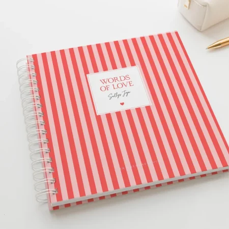 JGA Buch personalisiert – Erinnerungsalbum Hardcover 21x21 cm – Gästebuch, Fotoalbum, DIY, Rot Rosa