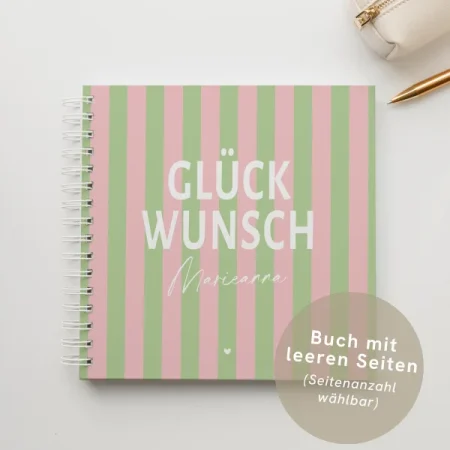 Personalisiertes Gästebuch Geburtstag – Blankobuch Hardcover, Leere Seiten, Jubiläum, Firmenfeier, Abschied, Abschlussfeier, Erinnerungsbuch