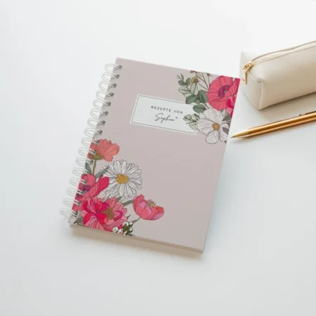 Rezeptbuch Personalisiert, Hardcover A5 mit Spiralbindung / Wire-O, Kochbuch selbst gestalten, Geschenk Mama Hochzeit, Lieblingsrezepte
